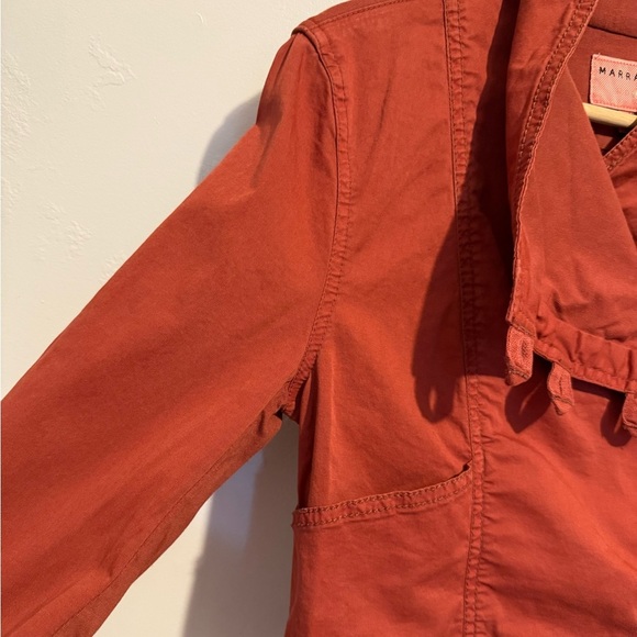 Anthropologie Marrakech Rust Orange Moto Jacket Blazer Cotton Button Up XS - Picture 13 of 14